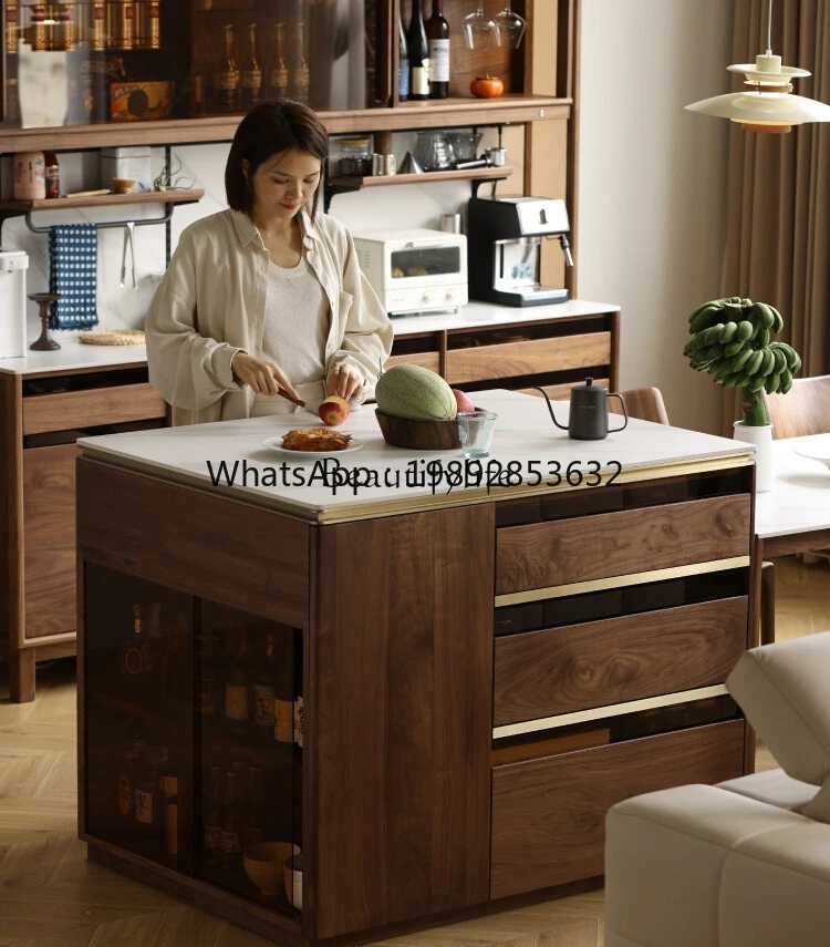 FF North American black walnut solid wood slate integrated middle island cabinet
