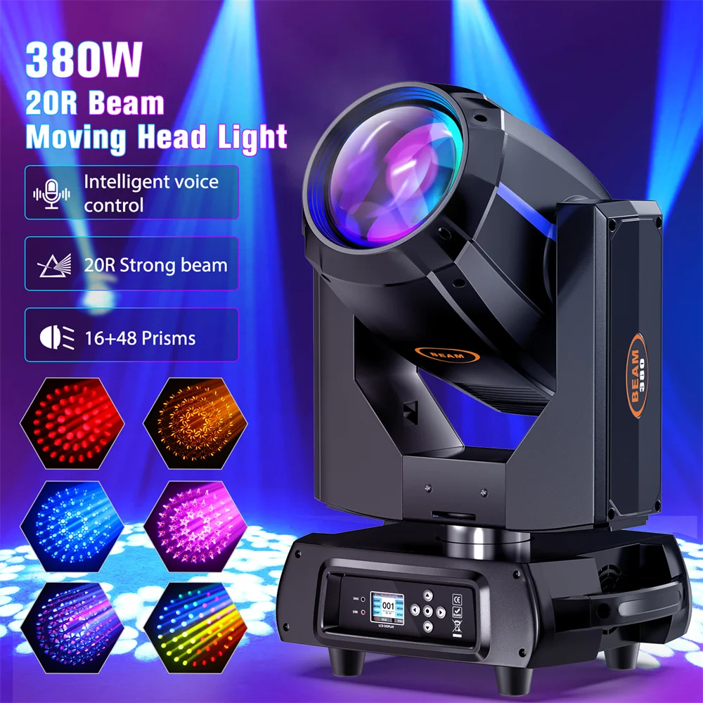 380W Beam Moving Head Light DMX512 Stage Light IP20 Suitable for for Bars Birthday Parties Clubs KTV Other Entertainment Venues