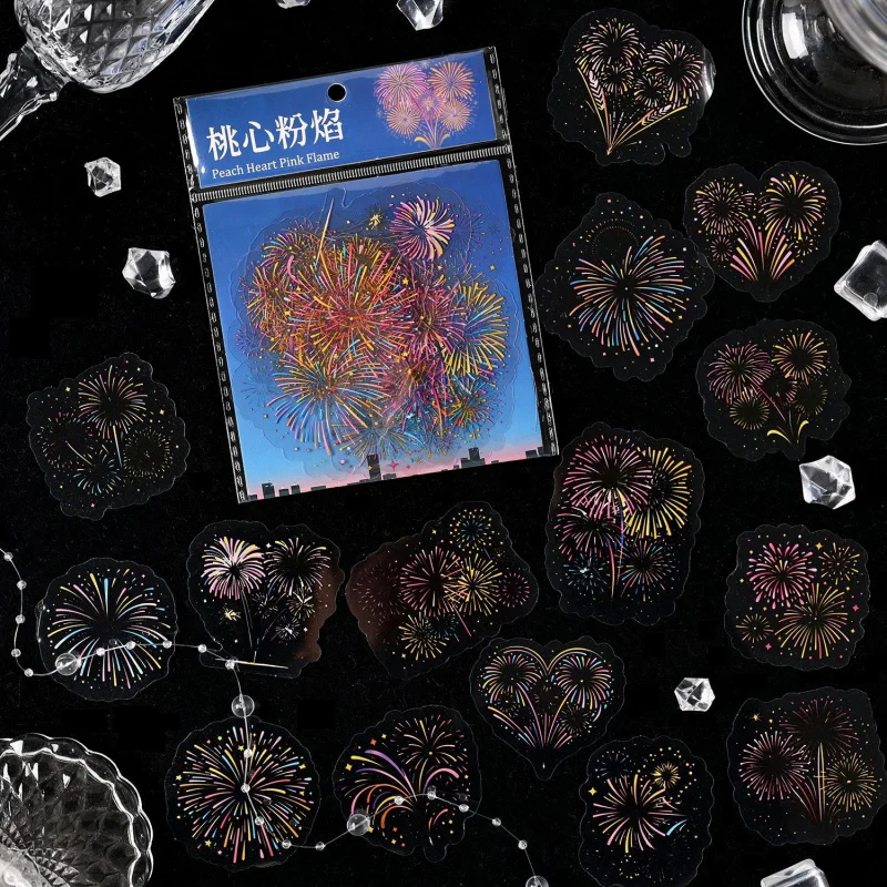15pcs/pack Firework Theme Stickers, Vivid Explosion Designs & Bright Colors, Self-Adhesive for Journal DIY & Scrapbook Deco