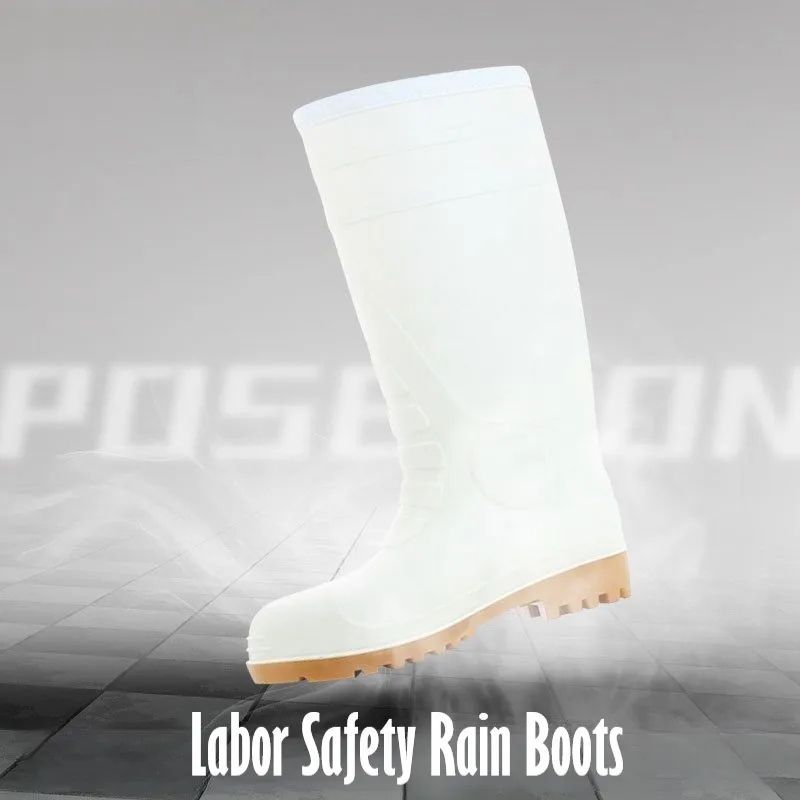 

POSEIDON Labor Protection Rain Boots Protection Safety Shoes Steel Tip Anti-Smash Waterproof Non-slip Heel Shock Absorption