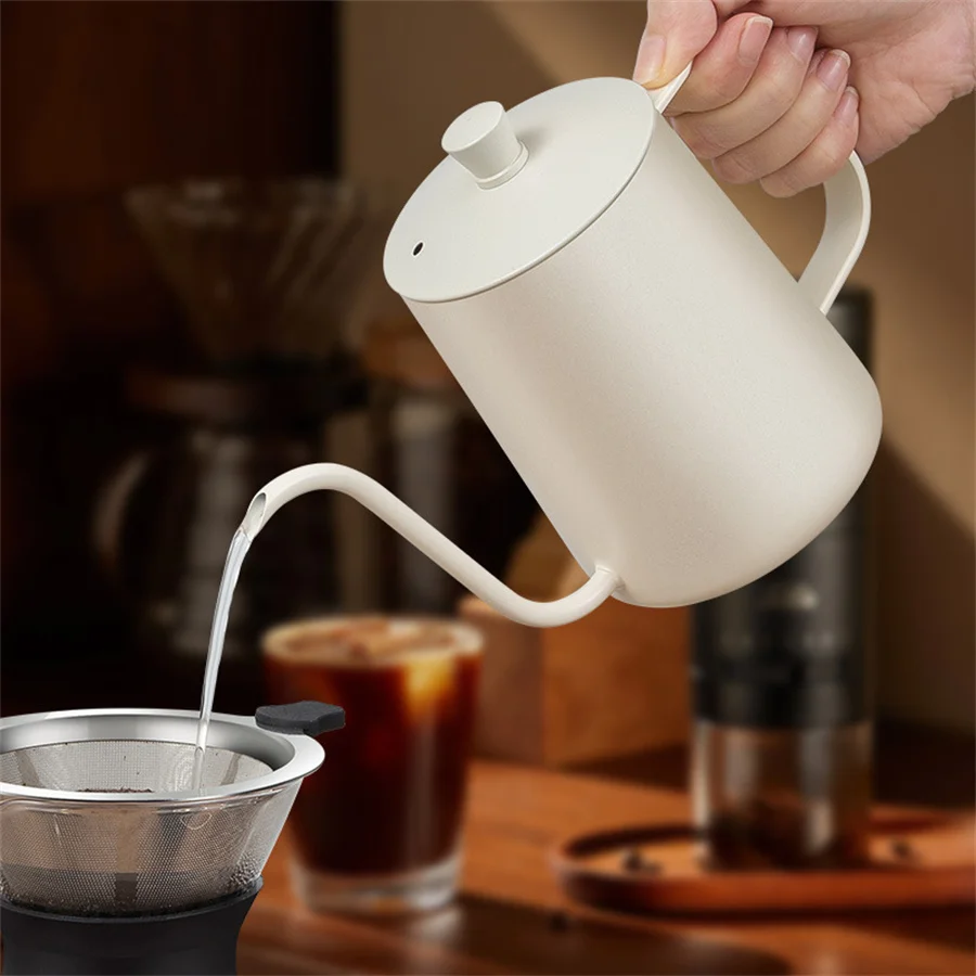 Hand Brewing Pot Coffee Lug Filter Cup Stainless Steel Long Spout Fine Mouth Pot Home Coffee Utensils