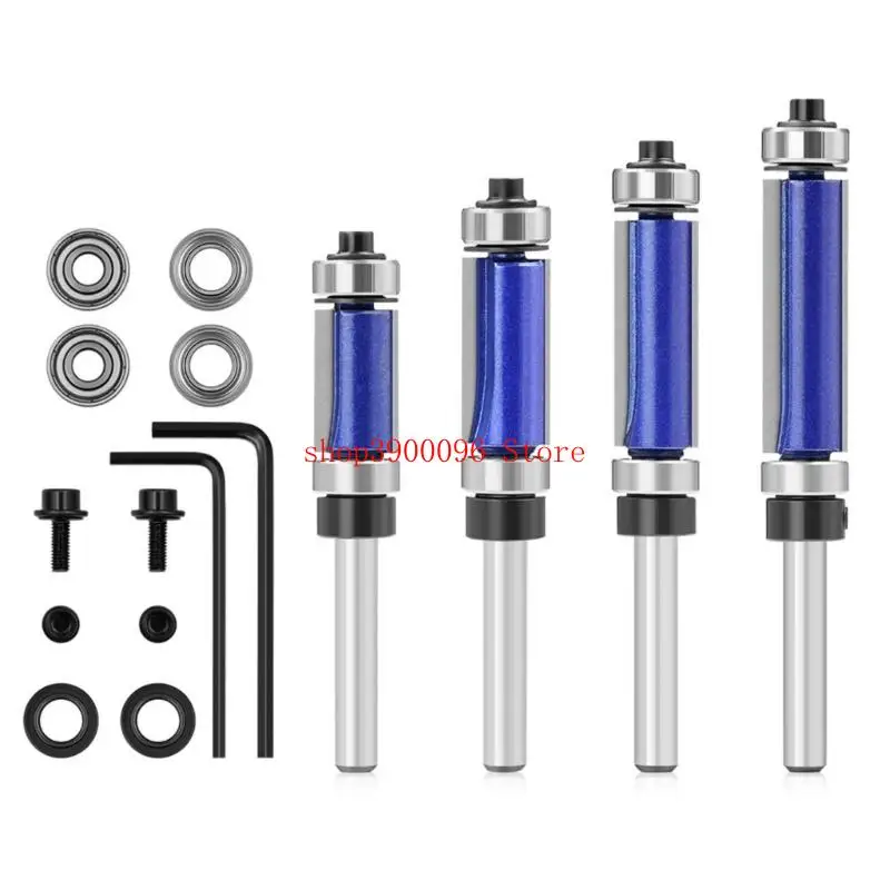 

11Pcs Woodworking Bearing Trimming Cutter Set 14inch Shank Steel Engraving Milling Cutter Cutting Machine Matching Tool