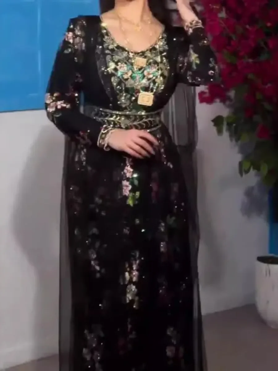 

Eid Muslim Party Dress for Women Print Floral Ramadan Abaya Long Dress Belt Morocco Vestidos Largos Dubai Robe Jalabiya 2024