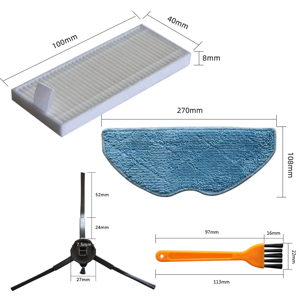 Multi Purpose Filter Mop Cloths and Dust Bags with Side Brushes for EZVIZ RE4 Plus RE5 Plus Effective Floor Care