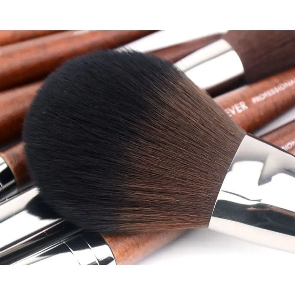 New Round Head Buffing Foundation Brush Wood Handle Aluminum Mouth Tube Eyebrow Brush with Free Bag Makeup Brus for Girls