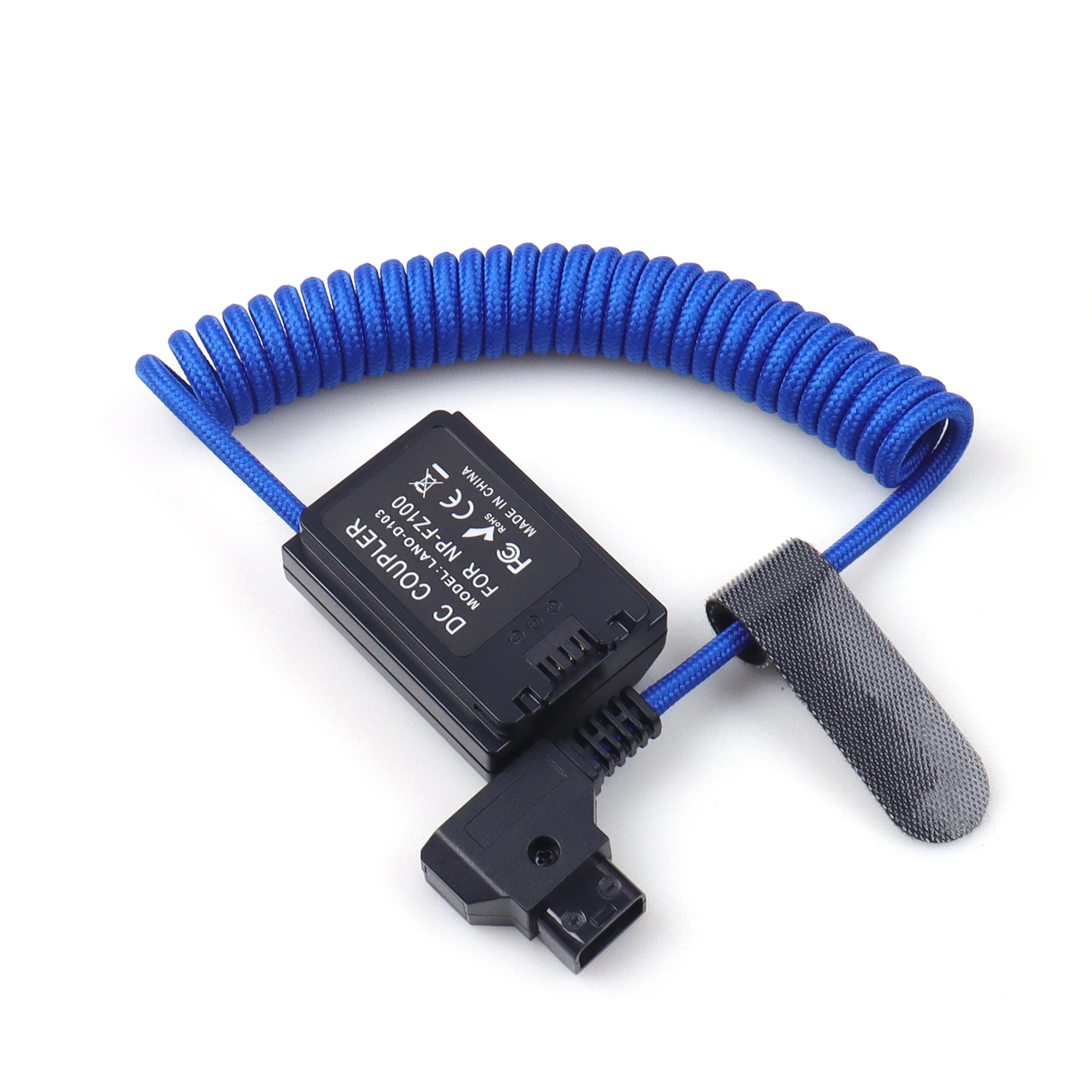 

Blue D-Tap to NP-FZ100 Dummy Battery Coiled Power Cable Nylon Braided with Sony A7/FX3/FX30 + More Camera