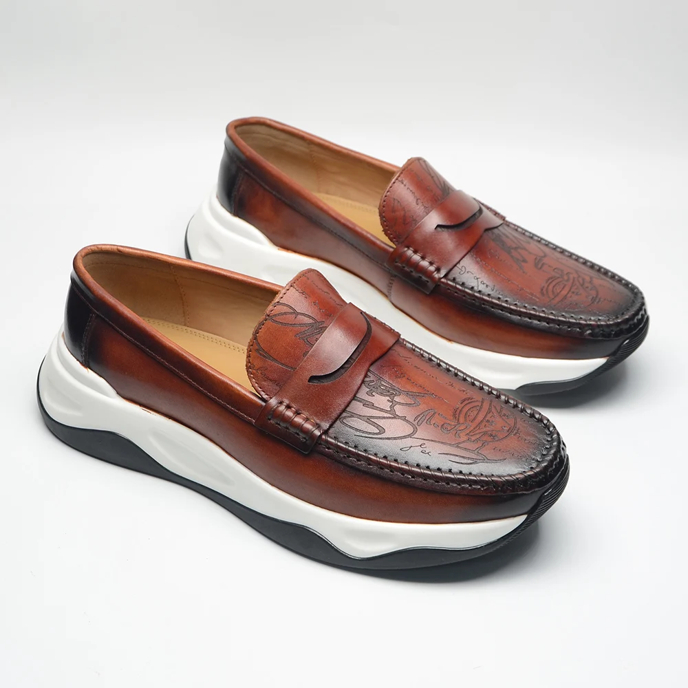 

Designer Luxury Mens Shoes High Quality Men's Sneakers Printing Genuine Leather Penny Loafers Lightweight Sport Shoes for Man