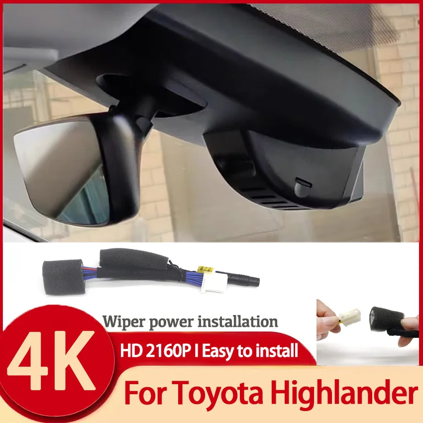 

4K 2160P Hidden Car DVR Video Recorder Dash Cam Camera For Toyota Highlander (XU50 XU70) 2018 2019 2020 2021 2022 2023 DashCam