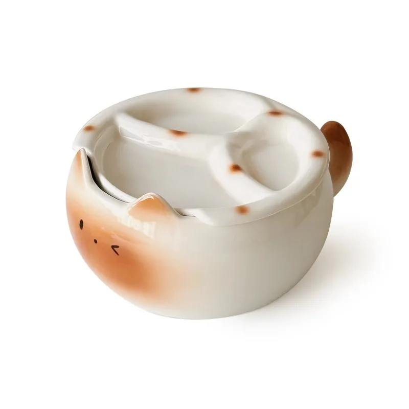 

Siamese Cat Instant Noodle Bowl Salad Bowl with Lid Dipping Plate Household Dormitory Ceramic Breakfast Bowl Soup Noodle