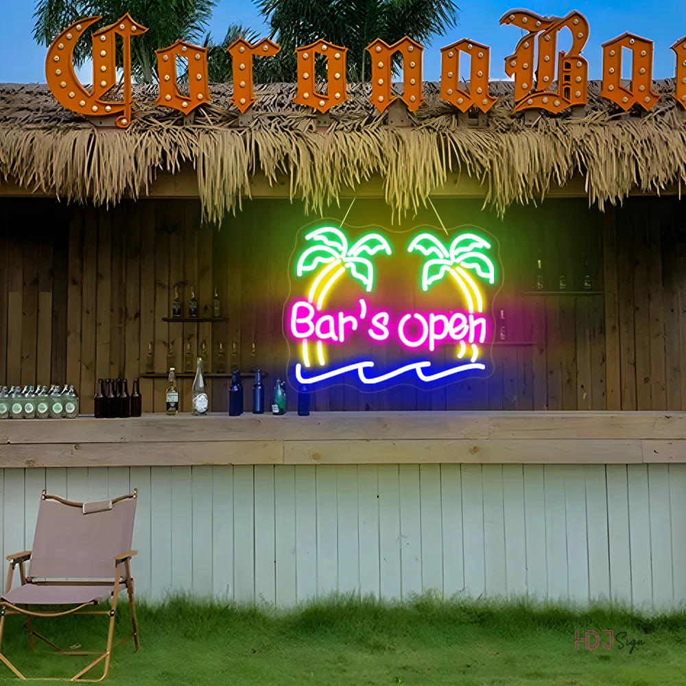 Cocktails Beer Neon Sign Tiki Bar Open Neon LED Sign Lights For Beer Bar Pub Club Party Wall Decorative Neon Lamps Wall Decor