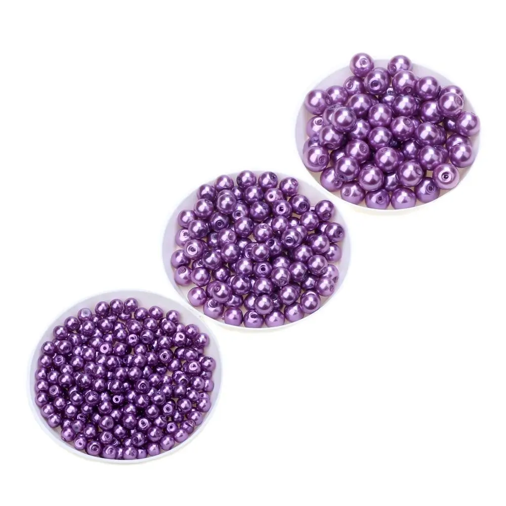 Perle d\'imitazione di vetro 4/6/8MM perle di colore lilla viola orecchini con bracciale fai da te collana girocollo creazione di gioielli per