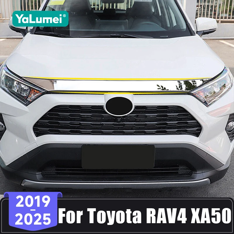 For Toyota RAV4 XA50 Hybrid 2019 2020 2021 2022 2023 2024 2025 Stainless Car Front Engine Hood Trim Cover Decoration Sticker