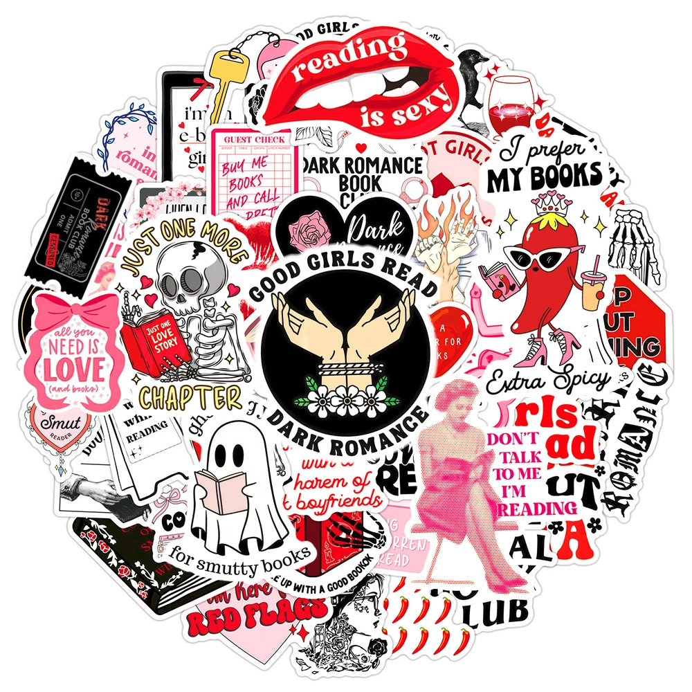 10/30/50 Stück Dark Romance Read Cartoon Aufkleber Niedliche rosa Smut Buch Aufkleber Gepäck Telefon Scrapbooking Graffiti Aufkleber Dekoration