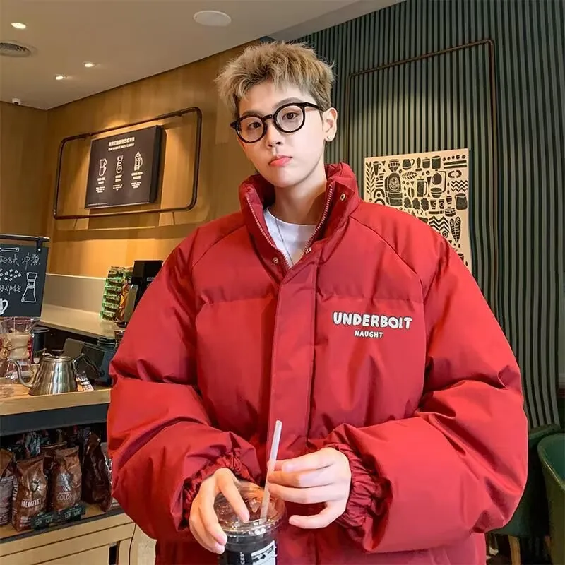 

American Style Casual Men's Cotton Jacket Autumn Winter New Fashion Warm Bread Style Versatile Outerwear Thickened Youth Trend