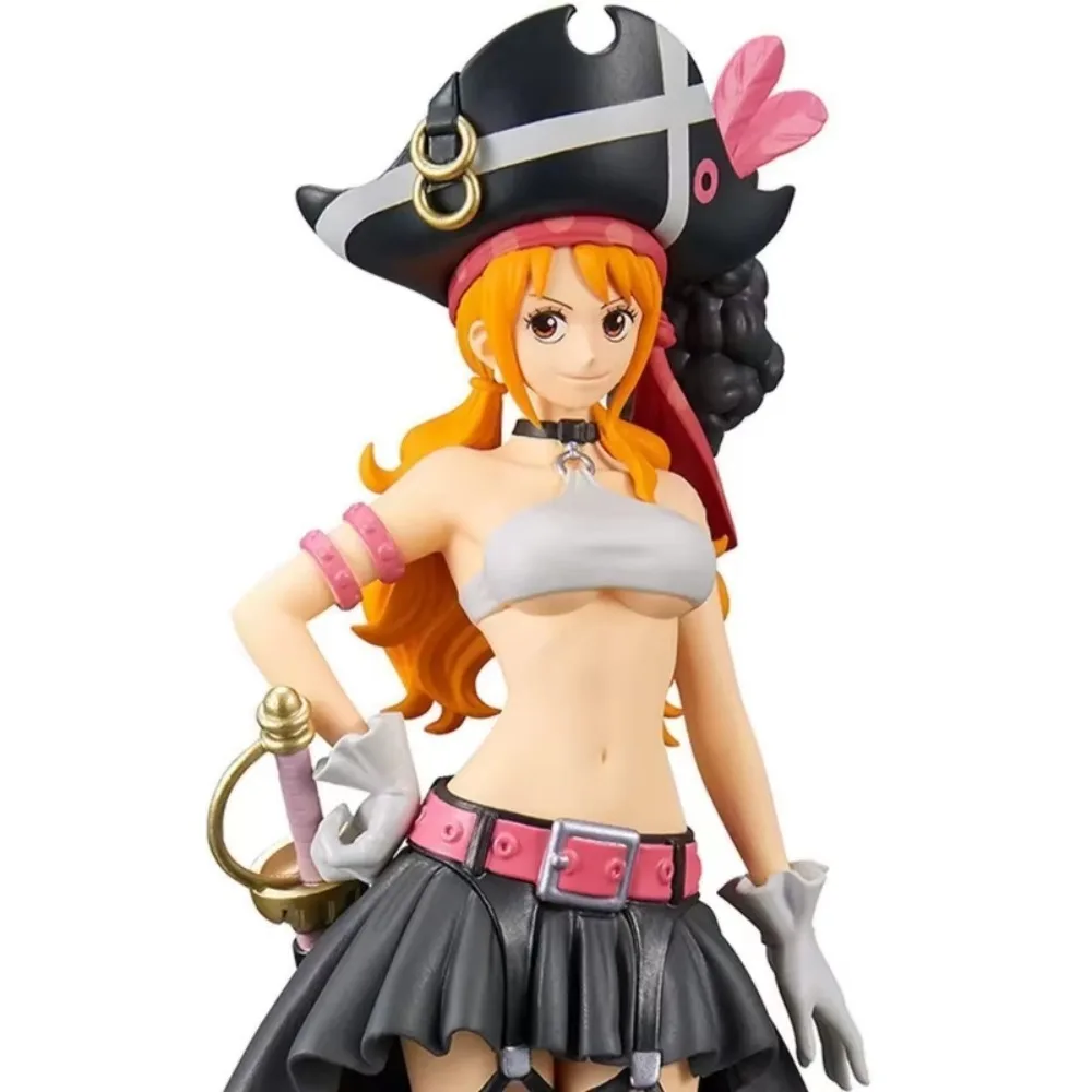 19CM Anime One Piece Nami Schwarze Kleidung Action Figure ONE PIECE FILM RED Dress Up Figur PVC Sammeln Modell Spielzeug kind Geschenk