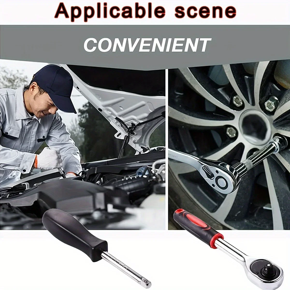 46Pcs Family Tools 1/4 inch Ratchet Wrench Set Mechanic Tool Kits for Auto Repair Hous with Sockets Metric Hex Bit Socket Set