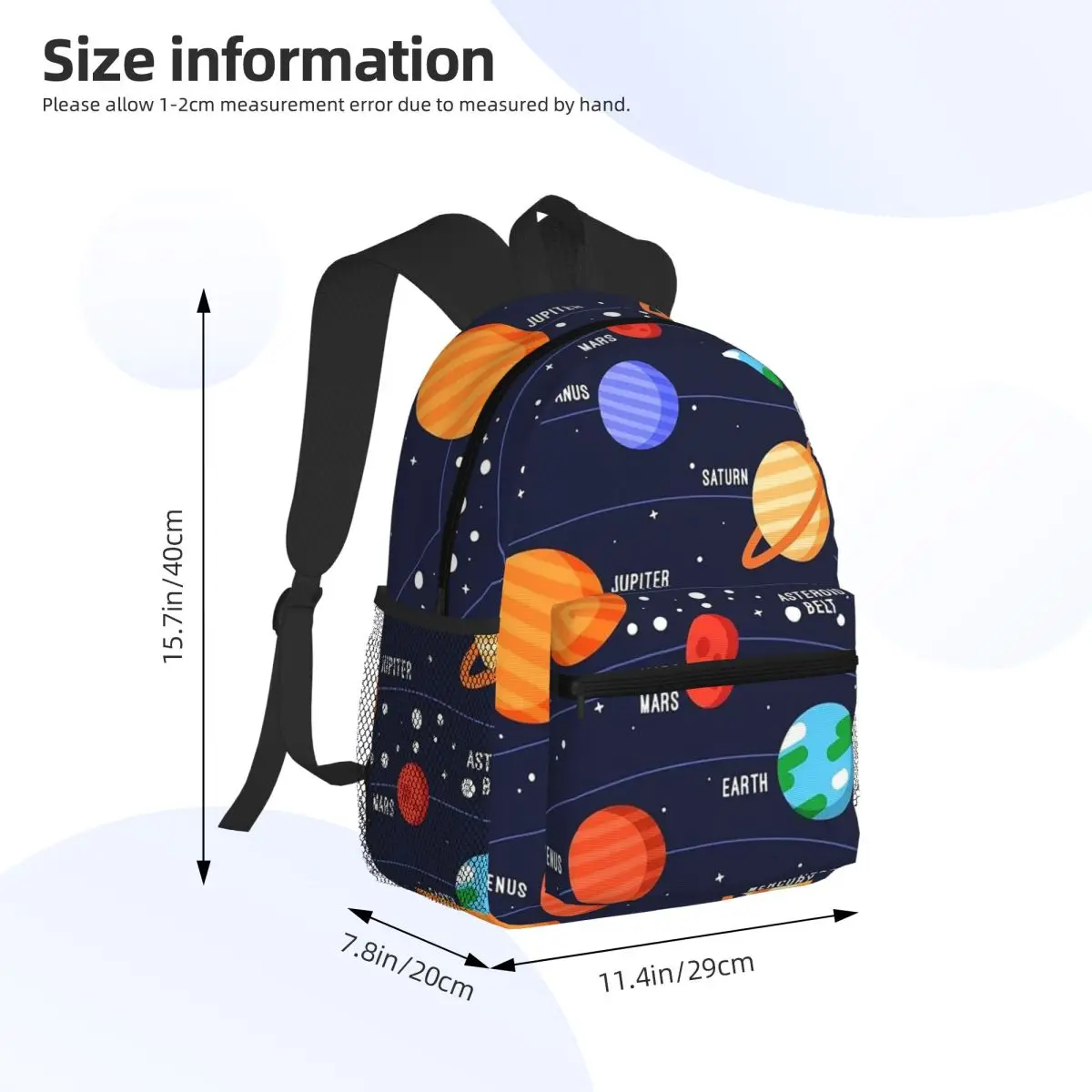 Planet Space In Solar System Student Backpack School Bag Hiking Travel Daypack for Boys Girls Bookbag Shoulder Bags