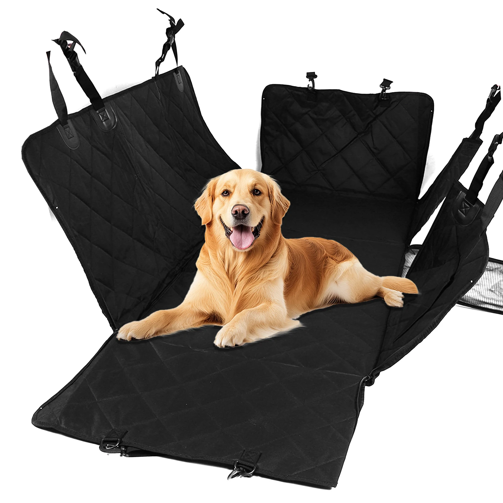 Dog Car Seat Cover Hard Bottom Pet Rear Seat Protector Dogs Travel Bed Anti Scratch Supports 308lbs for Car SUV and Trucks