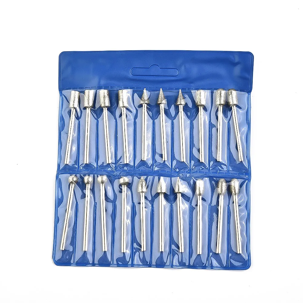 Imagem -04 - Galvanizado Burr Diamante Conjunto Brocas Conjunto para Cortador Mental Ferramenta Rotativa Burr Rotary Ferramenta Elétrica de Moagem 120 Grit 20pc