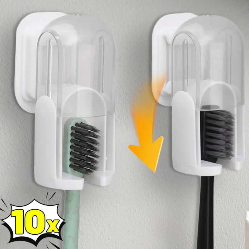 1/10pcs Punch-free Wall-mounted Toothbrush Holder Toothbrush Storage Rack Bath Waterproof Organizer Holders Bathroom Accessories