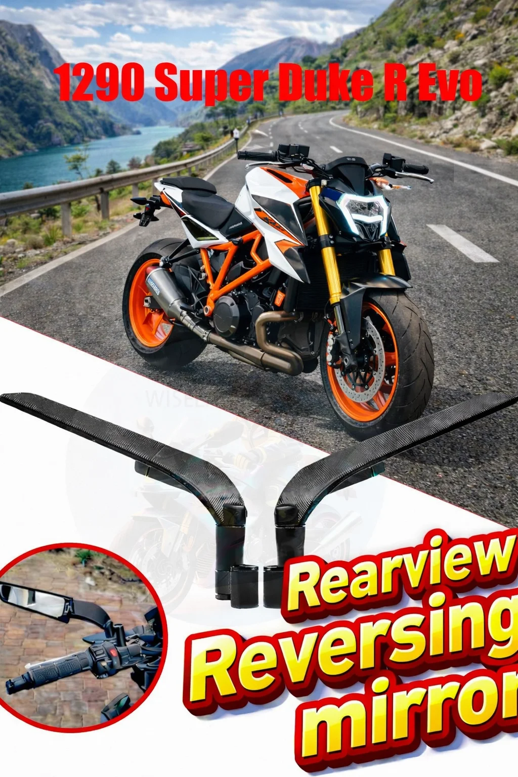 

NEW Rear View Mirrors Motorcycle Rearview Side Mirrors For 1290 Super Duke R Evo/1290 Super Duke R/1290 Super Duke R ABS 2023