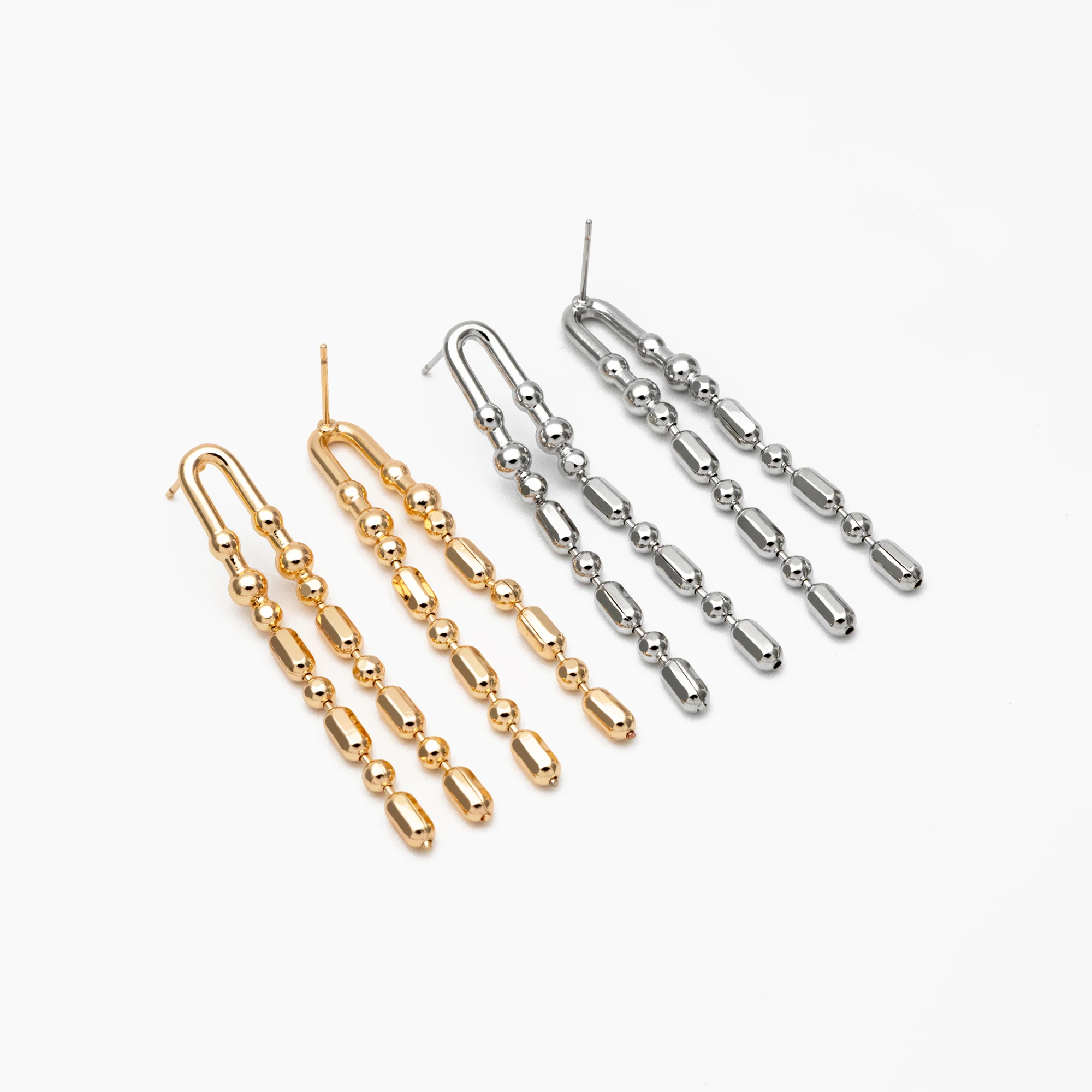 4pcs Gold/ Silver Chain Tassel Earrings, Tassel Stud Earring, Dangling Earrings, Minimalist Earrings (GB-4303)