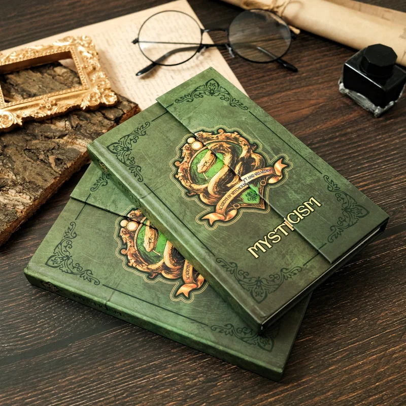 Retro Magic College Snake Emblem Notebook Hard Shell Handbook Pattern Inside Hardcover Diary High Value Collection Handbook