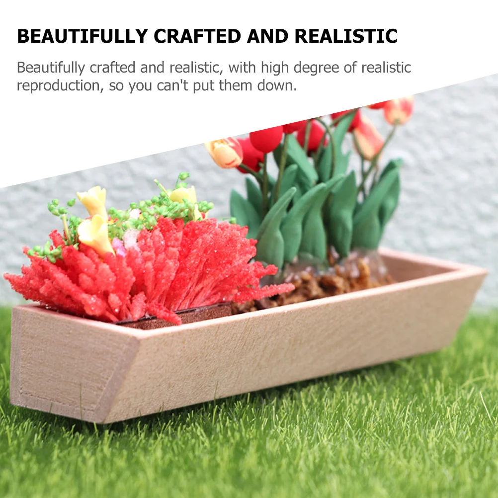 Kinderen Fantasiespel Speelgoed 1:12 Poppenhuis Mini Meubels Tuin Miniatuur Scène Ornamenten Lange Houten Doos Bloempot Kleine Vaas