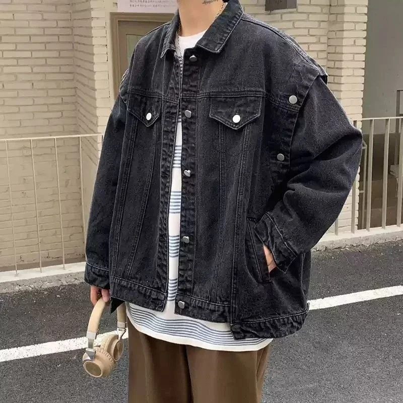 

Весенне-осенняя мужская джинсовая куртка больших размеров из ткани, низкая цена, Джокер, быстрая доставка, модные модные брендовые мужские джинсовые пальто