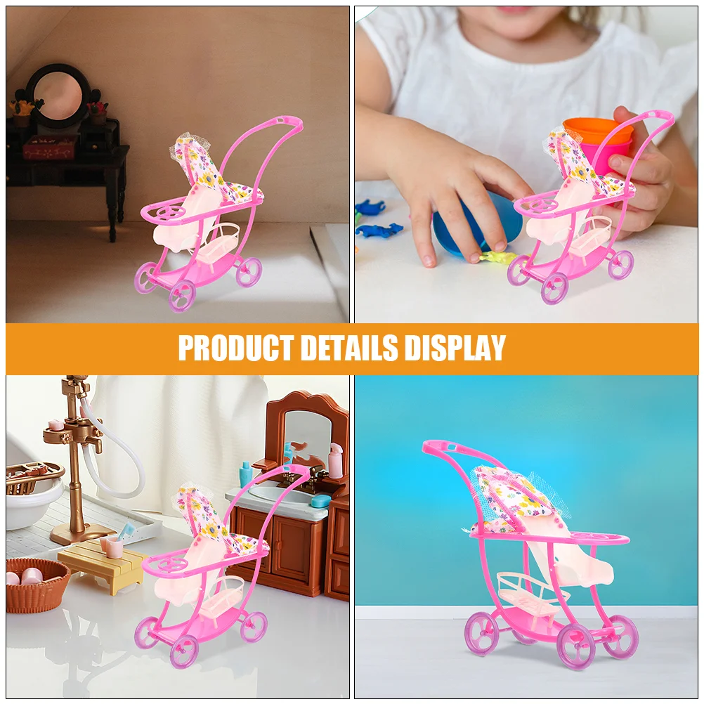 Pushchair Toy Baby Stroller Toddler Toys Household Kids Mini Cloth Pretend Pink Delicate Model Child