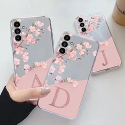 For Samsung A25 A35 A55 A06 A17 A16 Case Soft Slim Luxury A-Z Letters Cover Shockproof Fundas Clear Bumper Silicone Back Shell