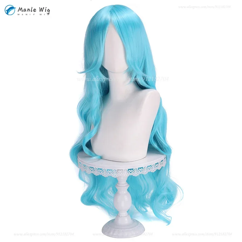 Nefeltari Vivi anime cosplay wig women Blue 80cm long curls nefeltari Vivi wigs heat resistant synthetic hair wig cap