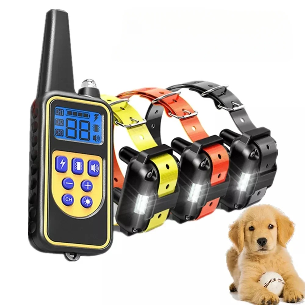 Electric Dog Training Collar Waterproof Dog Bark Collar Pet With Remote Control Rechargeable Anti Barking Device All Size Dogs