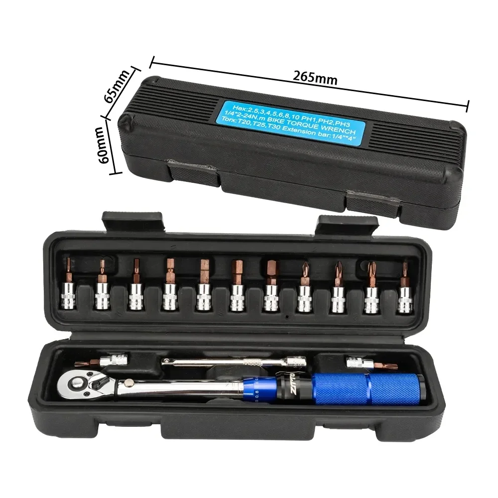 Torque Wrench Set 15pcs 1/4 Double Scale Bicycle Torque Wrench Allen Key Tool Bicycle Maintenance Repair Kit Bicycle Repair Kit