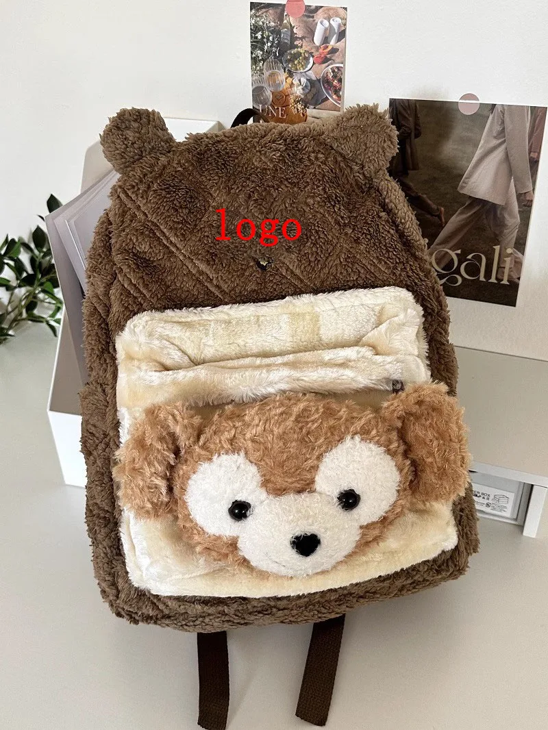 Disney Cartoon Cute Duffy Backpack for Women Large Capacity Kawaii Plush Casual School Bags Female Fashion Travel Laptop Daypack