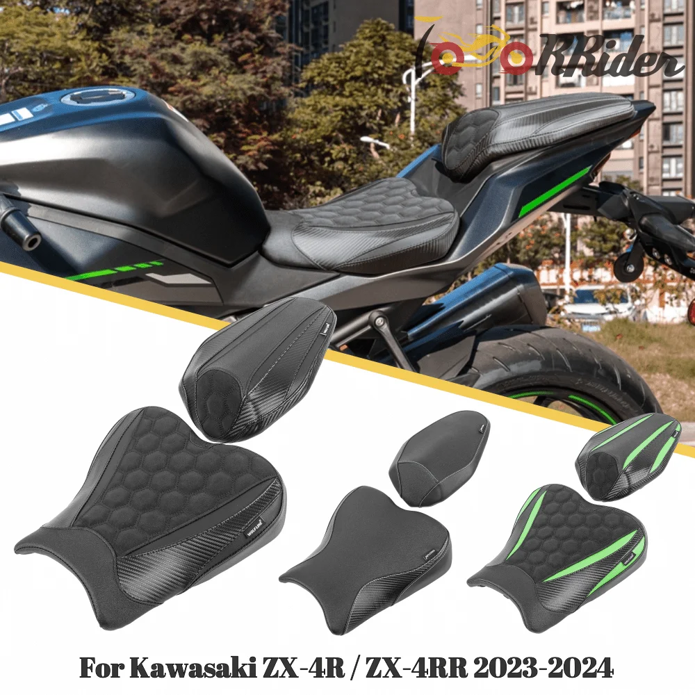 

Motorcycle Front Driver Seat Cover For Kawasaki ZX4R ZX4RR ZX 4R 4RR 2023 2024 ZX-4R ZX-4RR Pillion Rear Passenger Cushion Cowl