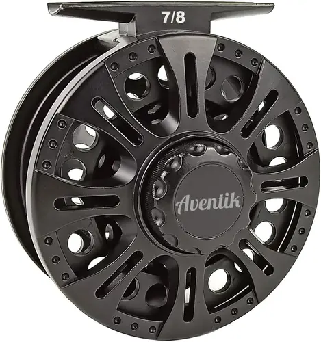 Imagen 1 del producto Aventik HVCE Graphite Fly Reel Sistema de arrastre central Classic III Graphite Tamaños de eje grande 3/4, 5/6, 7/8 Carretes de pesca con mosca
