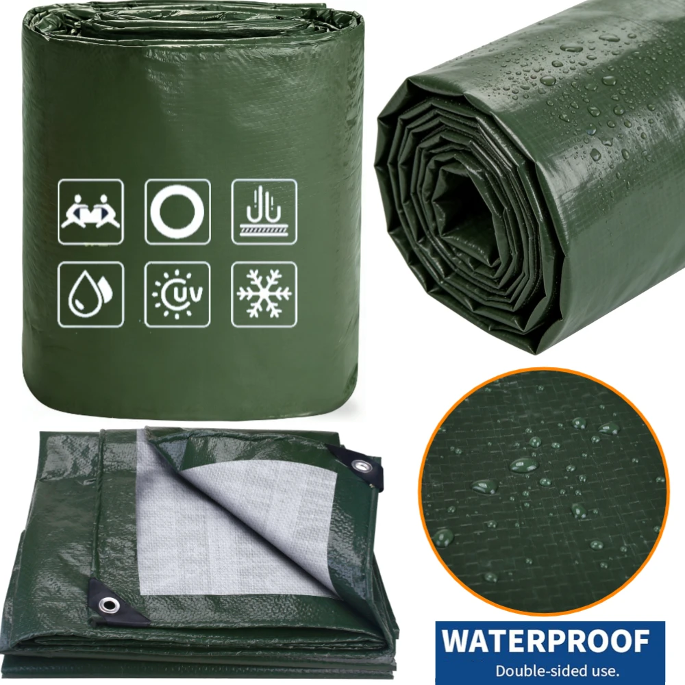 Waterproof Polyester Tarp with Grommets Multipurpose Sunshade Cover for Camping Picnic Tent Gardens Patios Outdoor Furniture