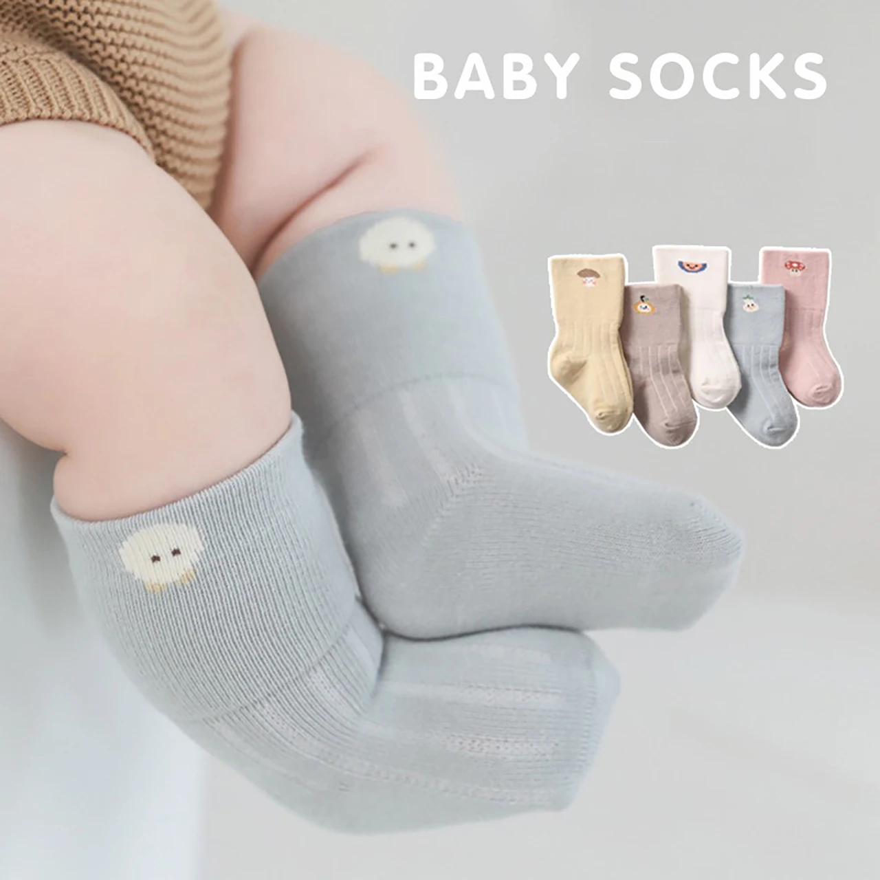 Cute Cartoon Baby Socks Sweat Absorbing Breathable Children Cotton Sock Spring Autumn Kids Mid-calf Socks 0-5Y Toddler Footwear