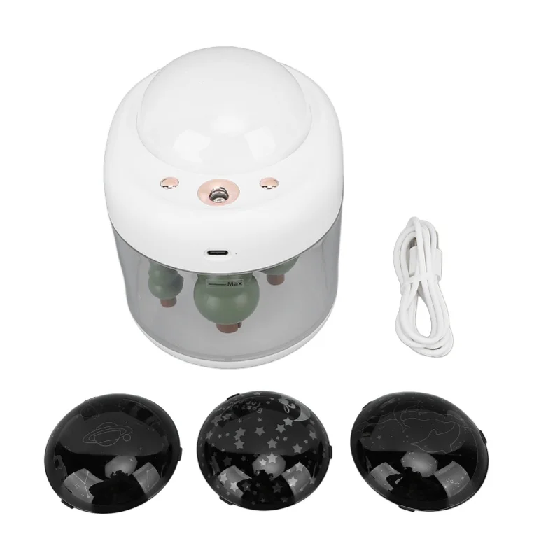 USB Rechargeable 500ml Mist Humidifier with Landscape Lion Doll Projector for Home Bedroom Air Humidifier DC5V for Kids