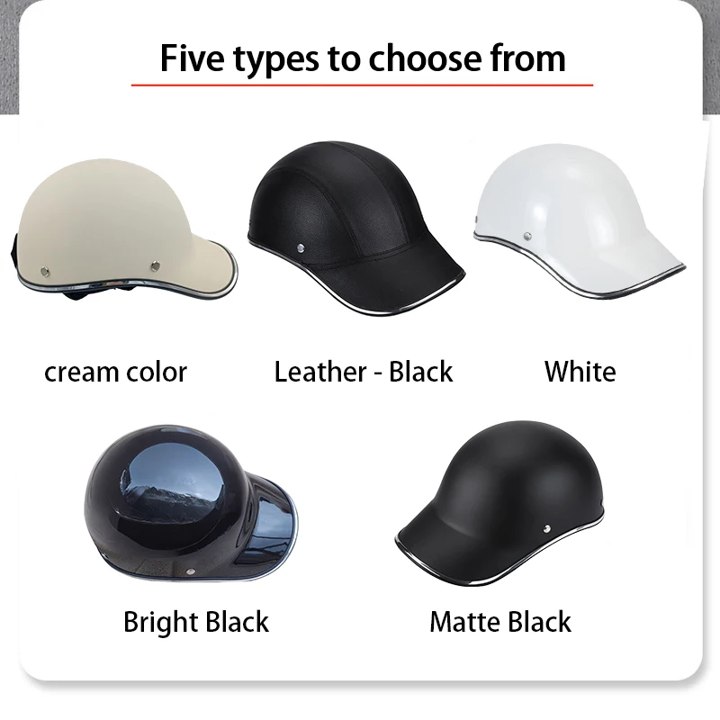 Baseball Cap Style Motorcycle Half Helmet Safety Helmet Suitable for Cafe Racer Chopper Scooter Retro Summer Cycling Cap