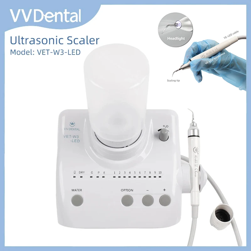 Dental Ultrasonic Scaler With LED Light and Water Supply Bottle Teeth Cleaner Remove Tooth Calculus Smoke Stains Dental Machine