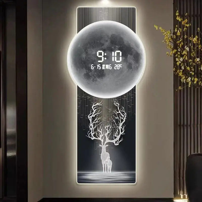 Wall clock, living room entrance decoration painting, electronic clock, digital display creative LED, wall mounted clock