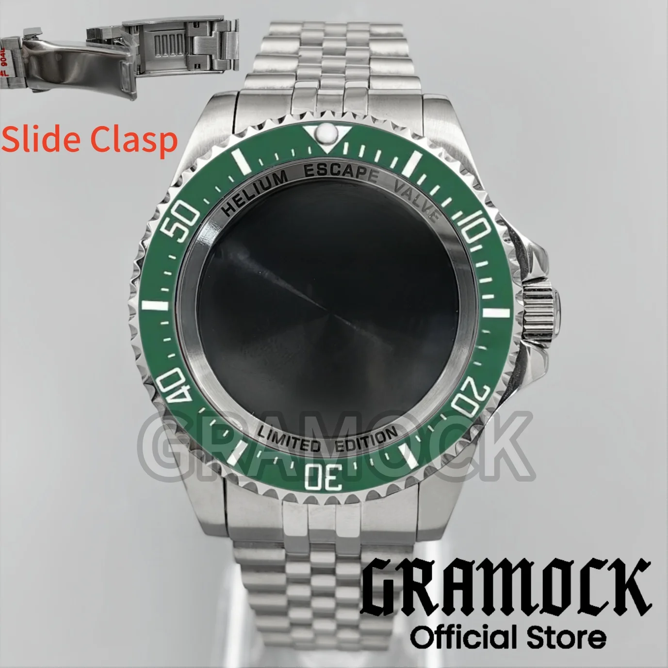 43mm Watch Case For DEEP SEA Style Green Ceramic Bezel Fit NH34 35 NH36 ETA2824 PT5000 DG2813 3804 Movement Jubilee Slide Buckle