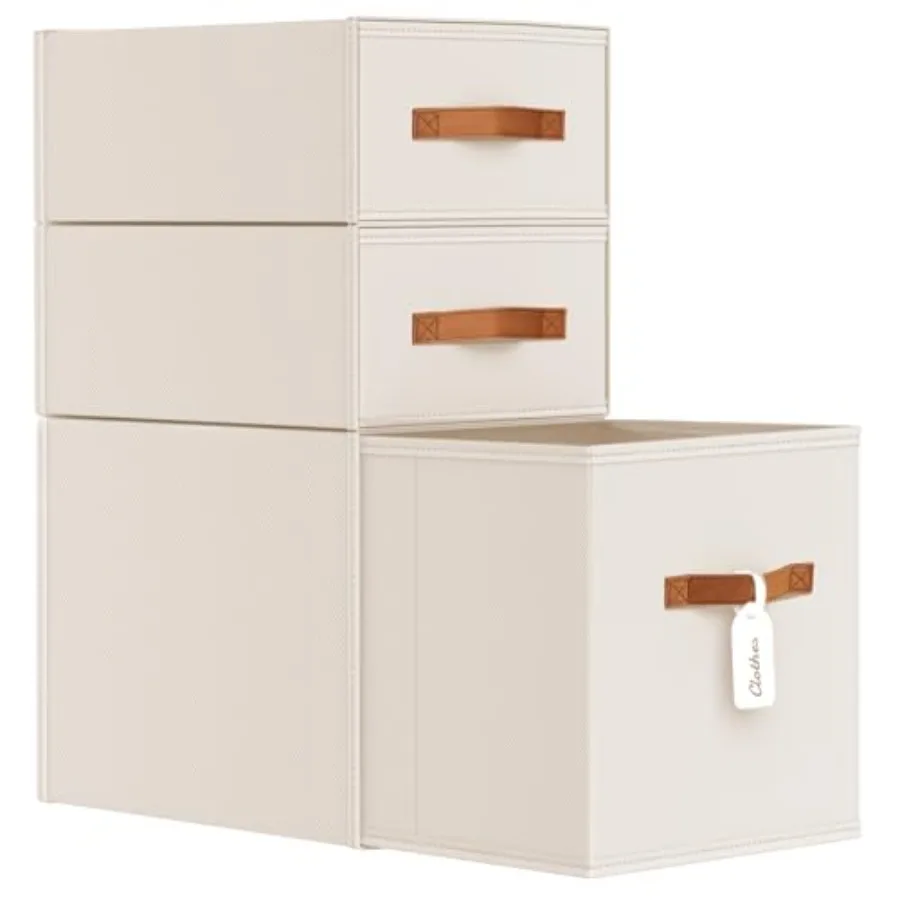 

Closet Organizers and Storage - Fabric Storage Bins with Drawers Stackable Closet Bins with Labels for Clothes, Sweaters, Beddi