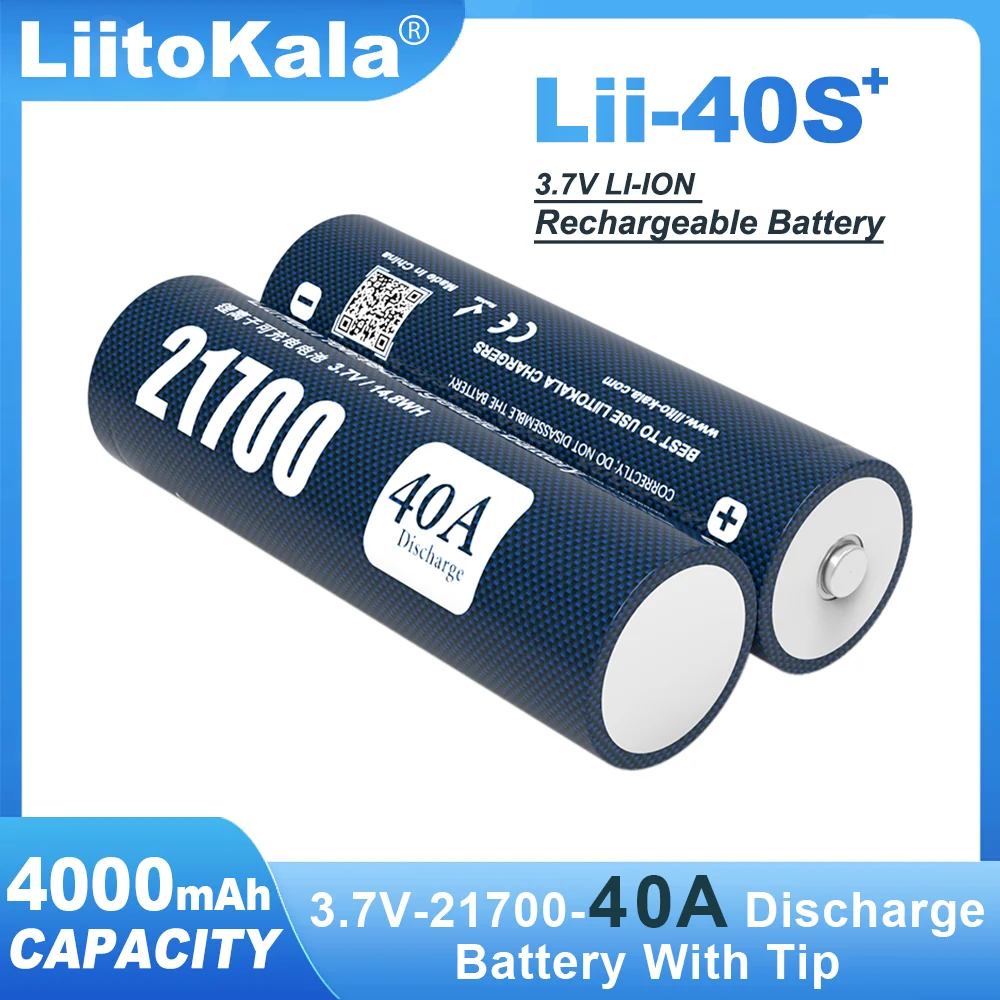 1-6 sztuk LiitoKala Lii-40S 21700 bateria 3.7V litowo-jonowa 4000mA 40A baterie wyładowcze 4.2v urządzenia o wysokim stopniu odpływu + spiczasta