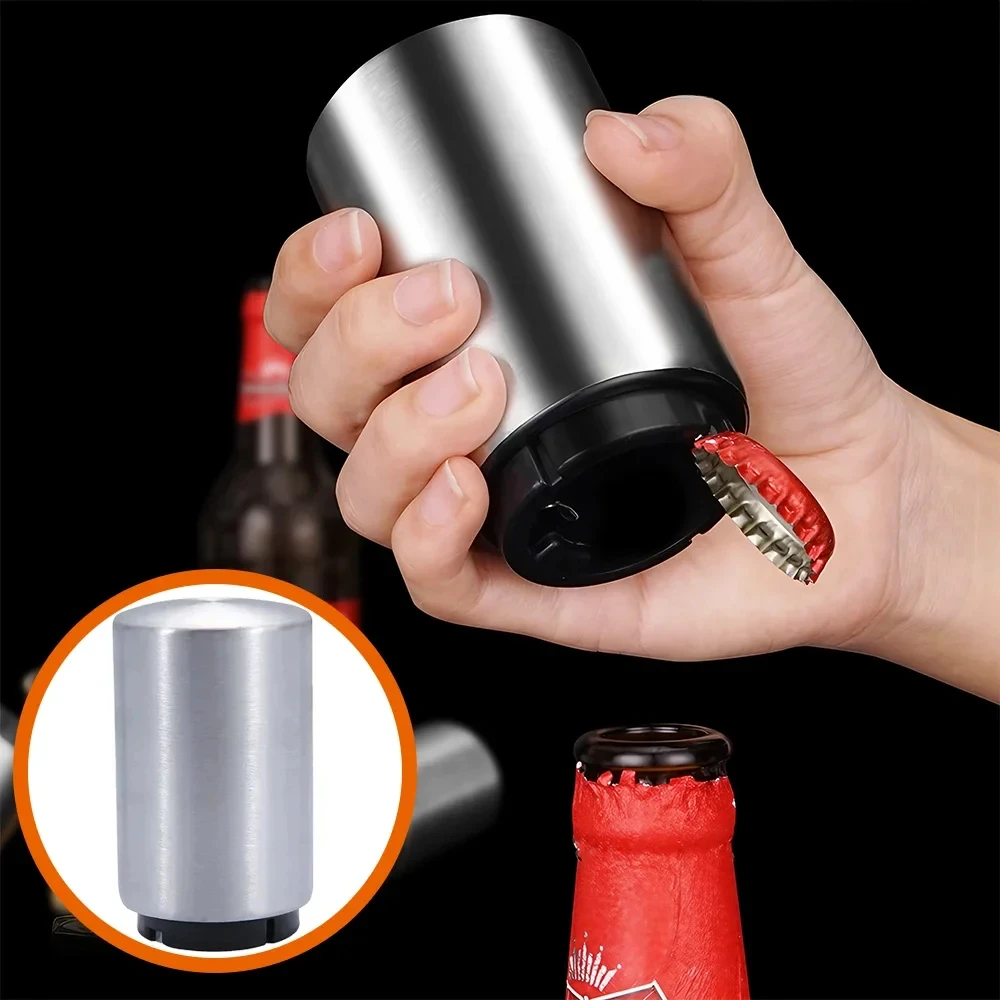 JJYY Stainless Steel Automatic Bottle Opener, Non-marking Press Bottle Opener, Wine Beer Soda Bottle Opener, Kitchen Tool