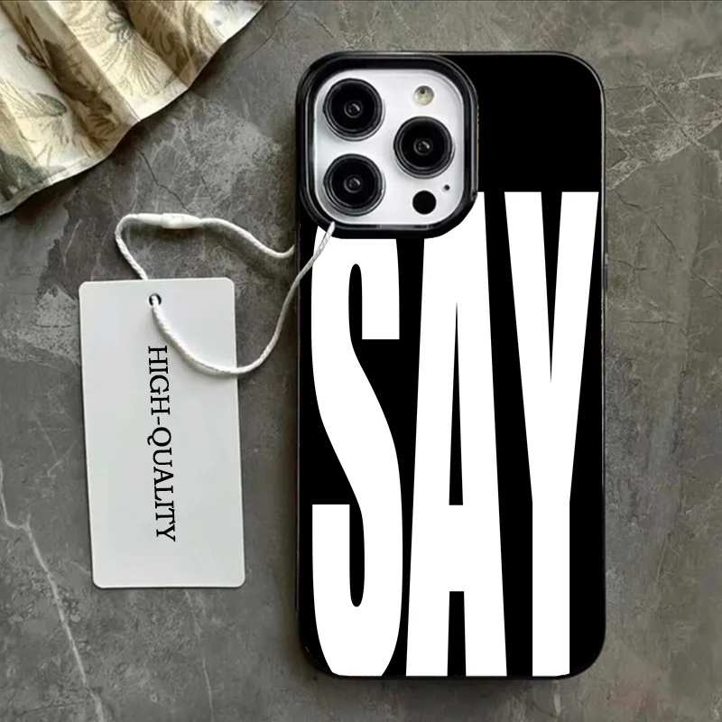 Funda de teléfono con letras artísticas personalizadas en inglés SAY COOL para IPhone 17 16 15 14 13 12 11 Pro Max para IPhone 17 Air XS XR 7 8 Plus