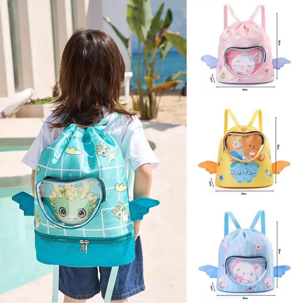 Nuova borsa da nuoto per bambini borsa a tracolla impermeabile con separazione a secco e bagnata borsa a tracolla simpatico cartone animato con