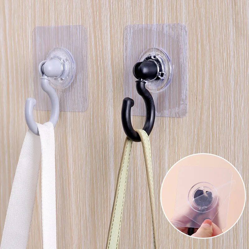 Kitchen Hook Rotatable Strong Adhesive Storage Rack Keys Holder Clothes Bag Hooks Bathroom Accessories Waterproof Hook